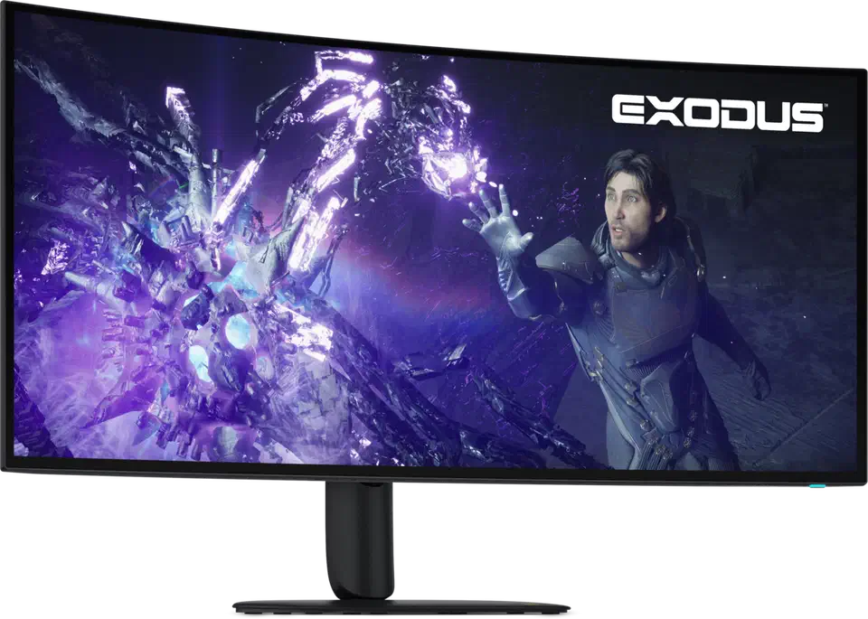 Alienware AW3926QW 39-inch curved OLED ultrawide, front on, on its stand